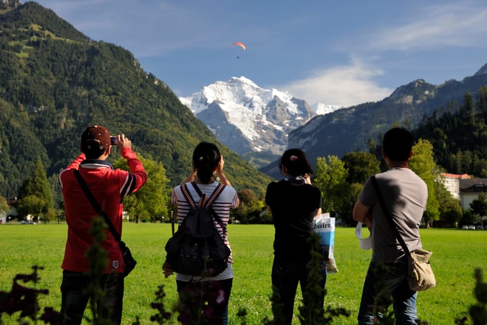 Asiatische Touristen Jungfraujoch-Foto