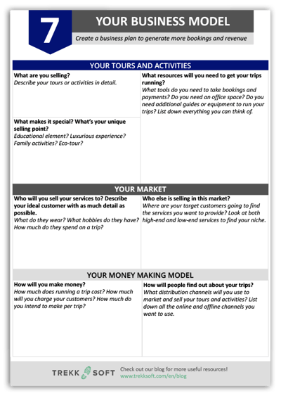 Print out a copy of our business model worksheet