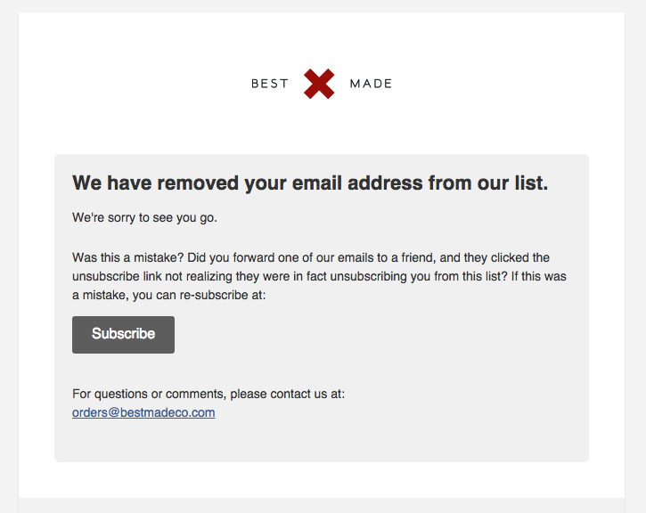Unsubscribe email