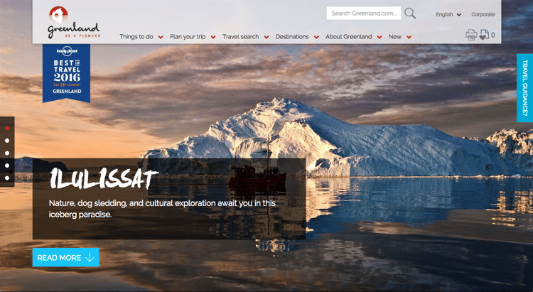 Grönland Tourismus Webseite 