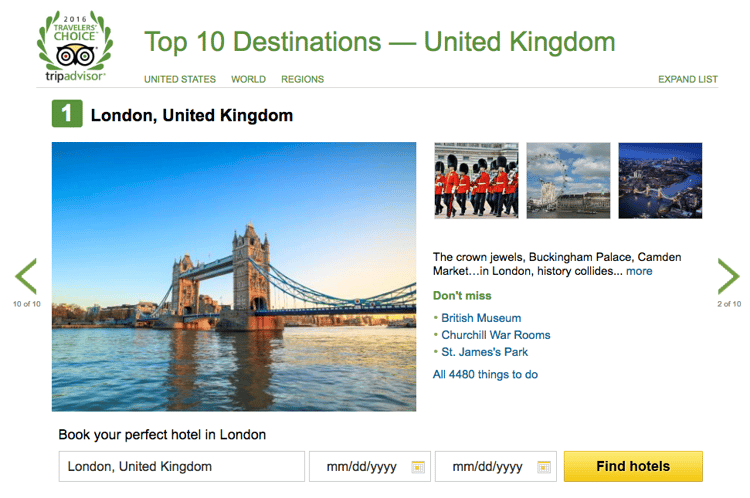 Tripadvisor Top 10 Großbritannien