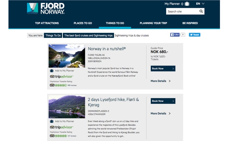 Fjord Norway Tourismus Webseite