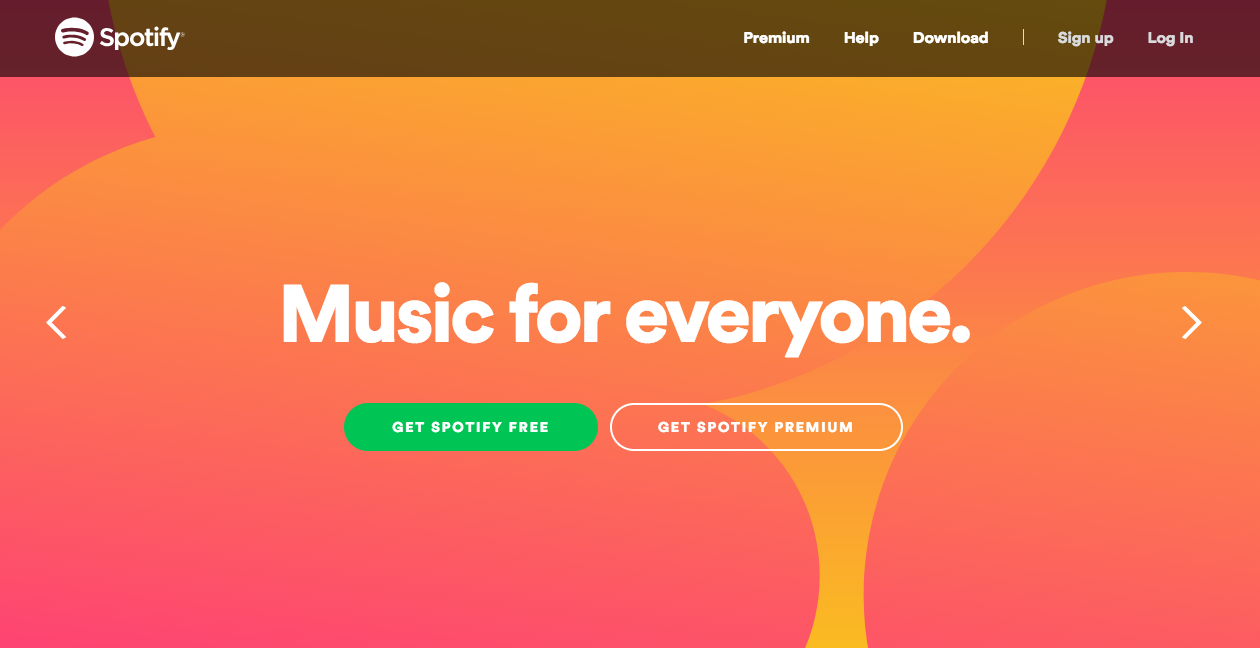 Spotify homepage
