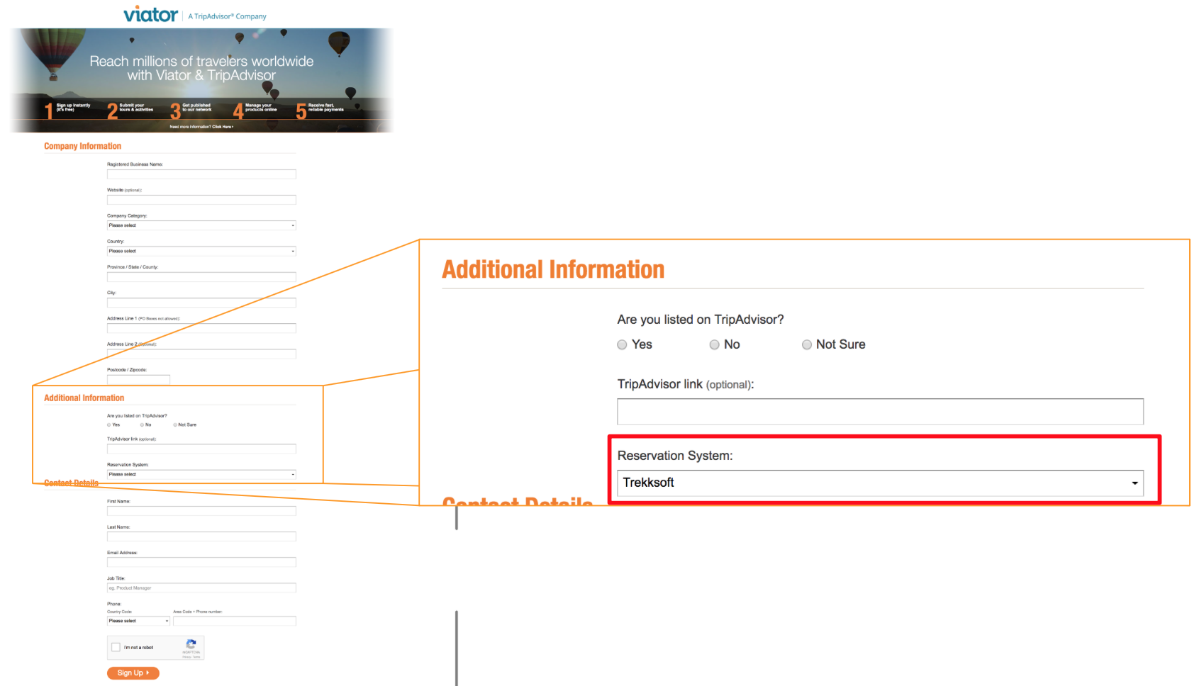 Viator setup con il channel manager esempio