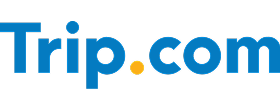 Trip.com logo, displaying the brand name in a rounded blue sans-serif font with a vibrant yellow dot before the "com" Trip.com logo, displaying the brand name in a rounded blue sans-serif font with a vibrant yellow dot before the "com"